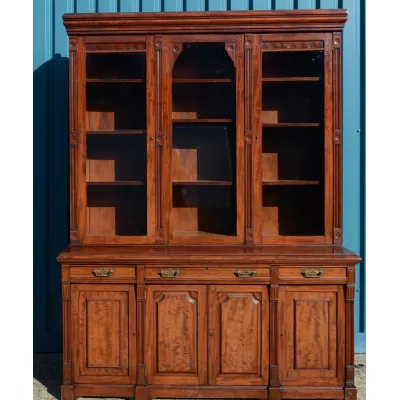 Viktorianischer Mahagoni Bücherschrank Massivholz antik ca 1880
