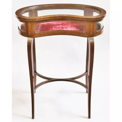 Edwardianischer Mahagoni Abstelltisch mit Vitrine Massivholz antik ca 1890