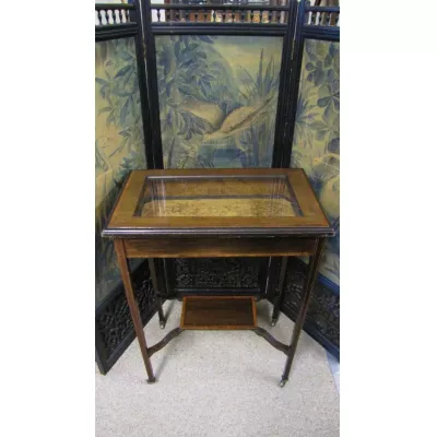 Edwardianischer Mahagoni Vitrinen Tisch Massivholz antik ca 1890