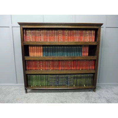 offenes Bücherregal aus edwardianischer Eiche original antik 