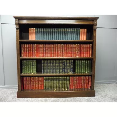 antikes offenes Bücherregal aus edwardianischer Eiche