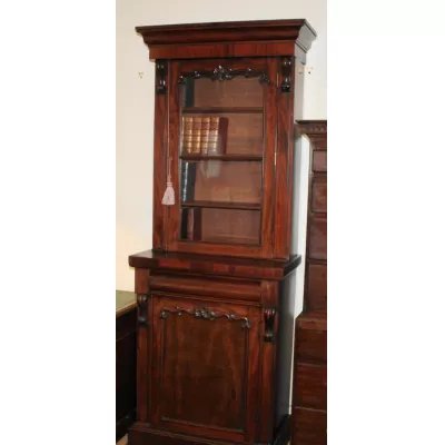 Schmales großes Bücherregal Mahagoni antik Massivholzschrank, ca. 1880