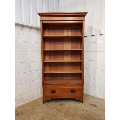 antikes spät viktorianisches schmales Bücherregal aus Satinholz  ca.1890
