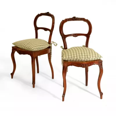 Paar Stil Louis XV Walnuss Stühle antik französisch, ca. 1880