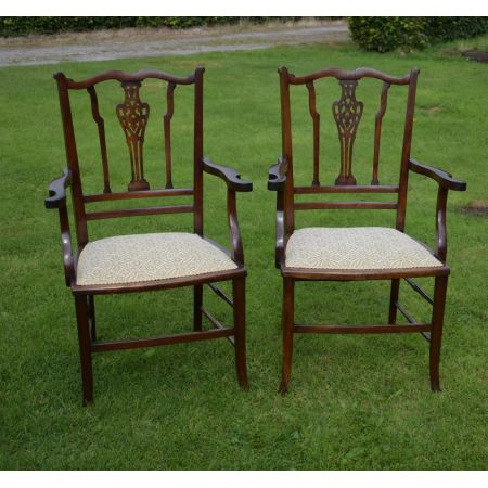 Englisches Paar antiker Stühle Mahagoni Massivholzstühle ca. 1910