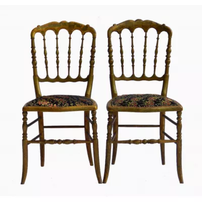 Paar Napoleon III Stühle Chiavari antik ca. 1910