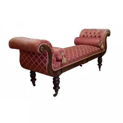 Regency Mahagoni Sofa, Chaiselongue mit gerollten Enden ,antik, ca. 1830