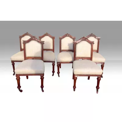 Satz von sechs antiken Mahagoni Stühlen Massivholzstühle ca. 1890