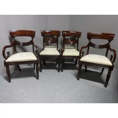 Set Satz von vier Stühlen William 4. Mahagoni Massivholzstühle Regentschaft