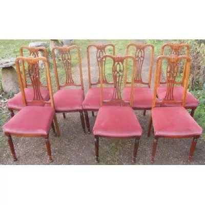 Set / Satz von acht Stühlen antik Mahagoni Massivholzstühle ca. 1900