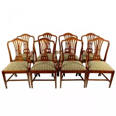 Satz/Set von acht antiken Hepplewhite Stühlen Mahagoni Massivholzstühle ca. 1800