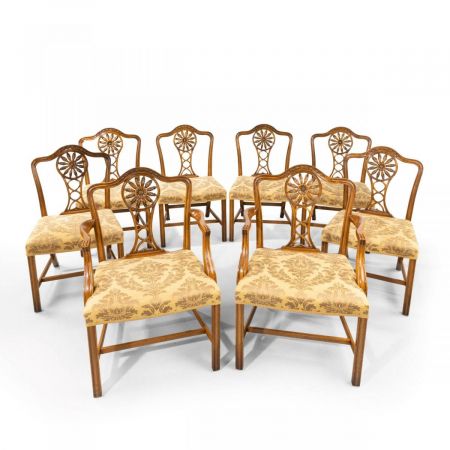 antikes Set aus 8 (6 + 2) Mahagonistühlen im Chippendale-Stil aus dem frühen 20. Jahrhundert