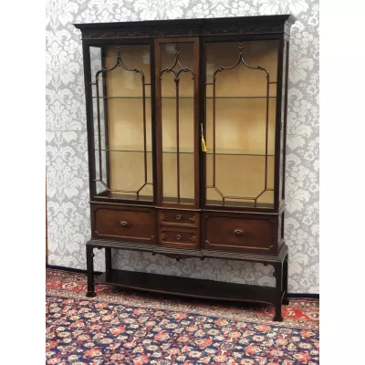 Antike große edwardianische Mahagonivitrine Chippendale Stil 