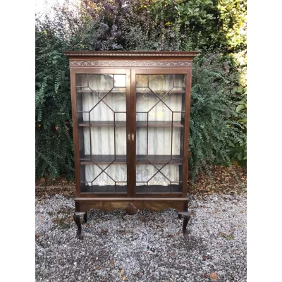 große antike edwardianische Mahagonivitrine, aus Massivholz