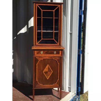 Sheraton Stil Vitrine Antik mit Mahagoni Satinholz ca. 1890
