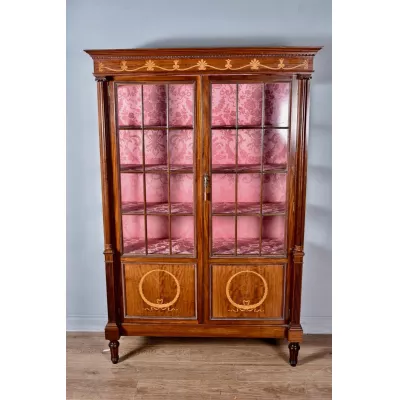 Vitrine Kabinett antike Glasvitrine Mahagoni mit edlen Verzierungen und Ornamenten, ca. 1890