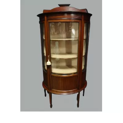 Mahagoni Vitrine mit Seide antik Massivholzschrank Glasvitrine
