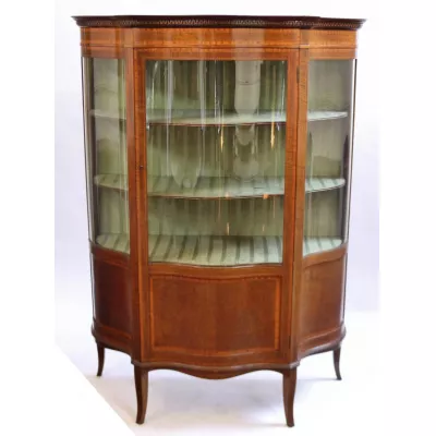  Mahagoni Schlangenholz Vitrine mit Satinholz antik ca. 1880