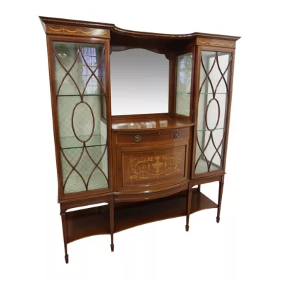 Sheraton Style antik Vitrine Mahagoni Massivholzvitrine ca. 1900
