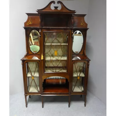 Antike Mahagoni Massivholzvitrine ca. 1900