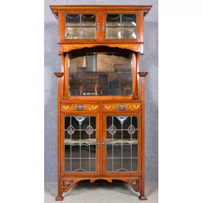 Art Nouveau Vitrine antike Mahagoni Massivholzvitrine ca. 1910