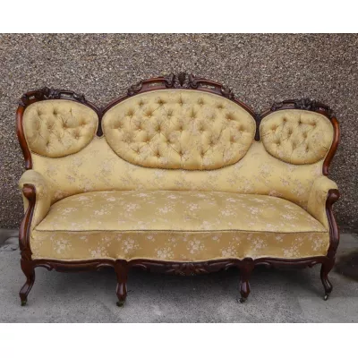 Mahagoni geknöpftes Rücklehne Sofa Massivholzsofa antik ca. 1880