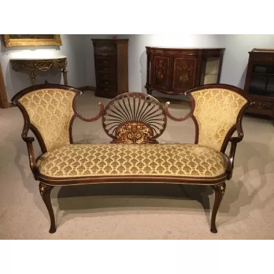 Sofa Mahagoni antik geschnitzt mit durchbrochener Rückenlehne Massivholzsofa ca. 1900