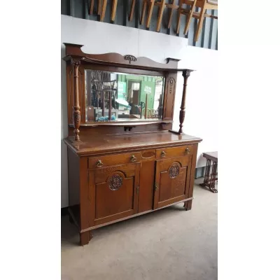 Art Nouveau großes Sideboard mit Spiegel Eiche Massivholzschrank antik ca. 1910