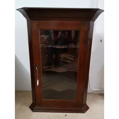 Antiker Eckschrank kleine Vitrine Eiche Massivholzschrank ca. 1880