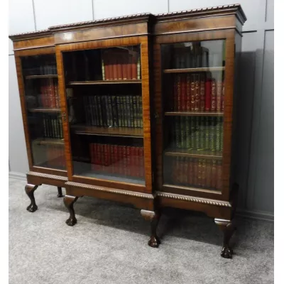  Bücherregal aus Mahagoni mit Kugel- und Klauenfüßen Massivholzregal antik ca. 1920