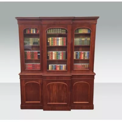 Dreitüriges Bücherregal Mahagoni antik Massivholzregal ca. 1870