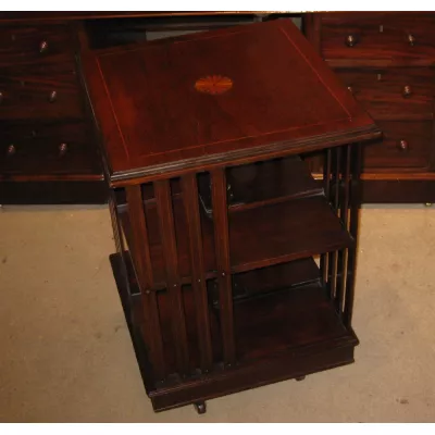 Bücherregal klein und drehbar, antik Mahagoni Massivholzschrank ca. 1910