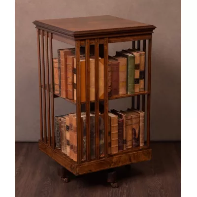 Drehbares Bücherregal aus Palisanderholz mit Holzlamellen zu jeder Seite, antik ca. 1890
