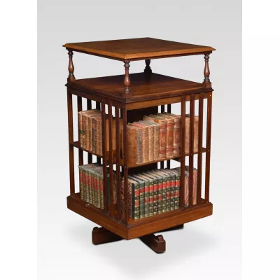 Drehbares Bücherregal klein antik Massivholzregal Mahagoni ca. 1890