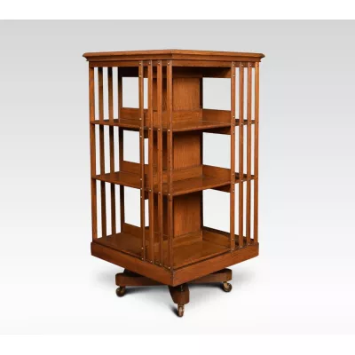 Drehbares kleines Bücherregal Eiche Massivholzschrank quadratisch antik ca. 1890