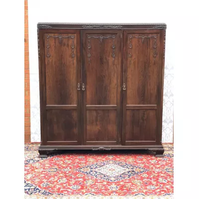 Antiker Chippendale Mahagonikleiderschrank, Triple Wardrobe, 1910
