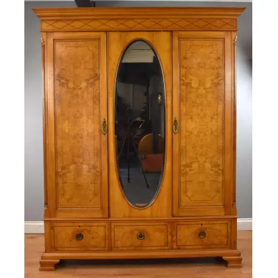antiker edwardian Pollard Eichenkleiderschrank , Spiegelschrank