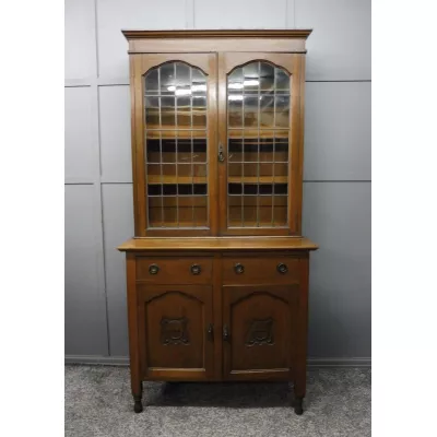 Antiker Arts and Crafts  verglaster Eichenbücherschrank , edwardian bookcase