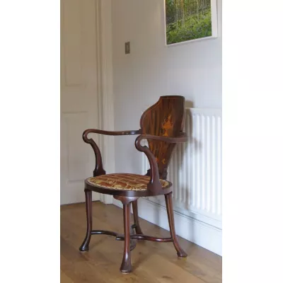 Antiker edwardian Art Nouveau Mahagoni-Damenschreibtischstuhl, Lady's Desk Chair