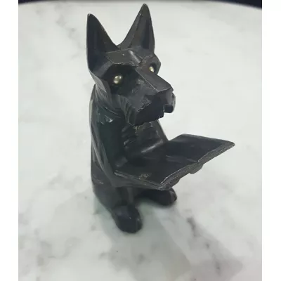 Antike Art déco Skulptur eines Scottish Terriers, französisch, ca. 1930