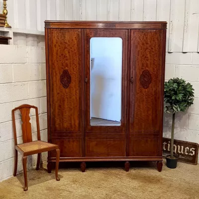 Edwardianischer Mahagoni Kleiderschrank Massivholz antik ca 1900