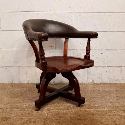 Antike viktorianische Swievel Chair Mahagoni Antikholz c1890