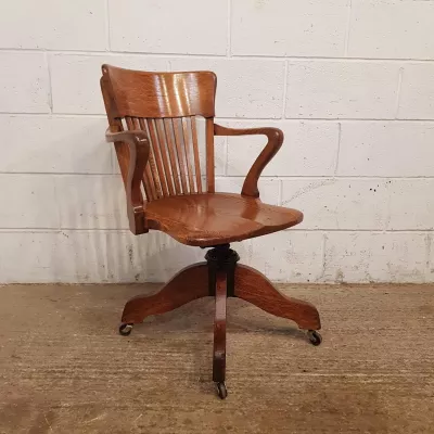Antike Eichen Swivel Chair Drehstuhl Massivholz ca. 1900