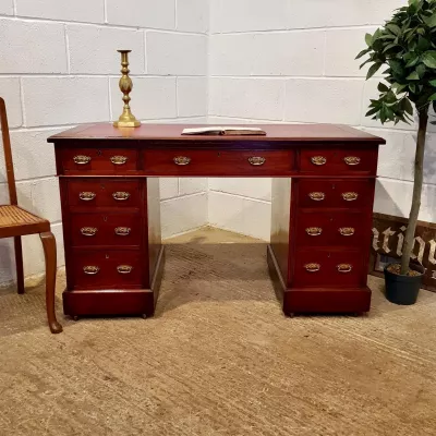 antiker spätviktorianischer Mahagonischreibtisch ,Pedestaldesk ca.1890