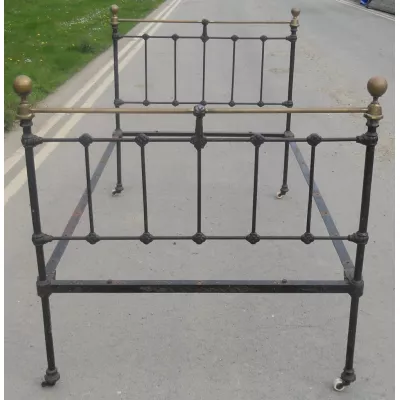 viktorianisches Einzelbett aus Messing und Eisen von 1850