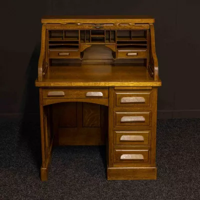 Eiche Massivholztisch abgeschrägter Rolltop Schreibtisch Globe Wernicke ca. 1900