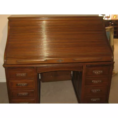 Antiker Rolltop-Schreibtisch aus massiver edwardianischer Eiche ca. 1910