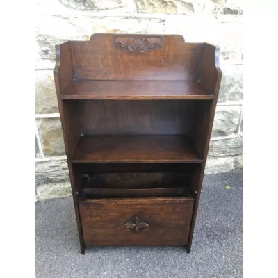 Ungewöhnlicher offener Bücherschrank aus Eiche Massivholzschrank antik ca. 1890