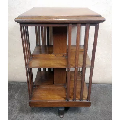 Großes drehbares Bücherregal antik Eiche Massivholzregal ca. 1900