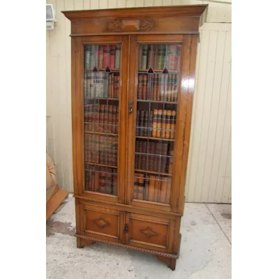 Edwardianischer Eichen Bücherschrank Massivholz antik ca 1900